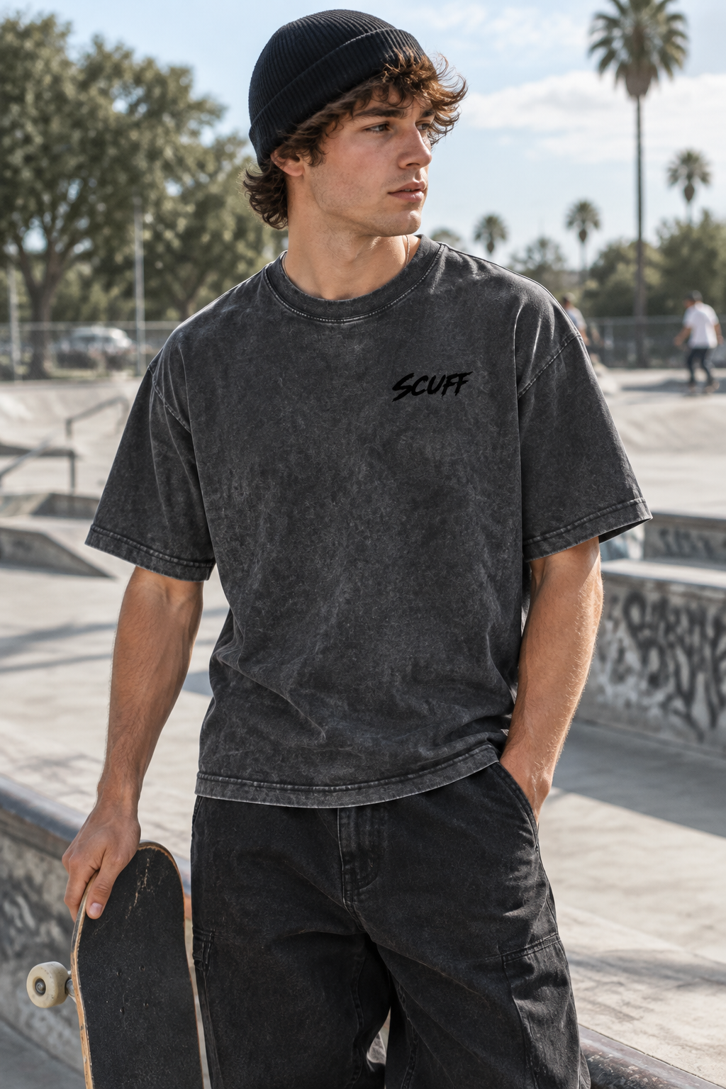 Model wearing Future Stick Rider T-Shirt